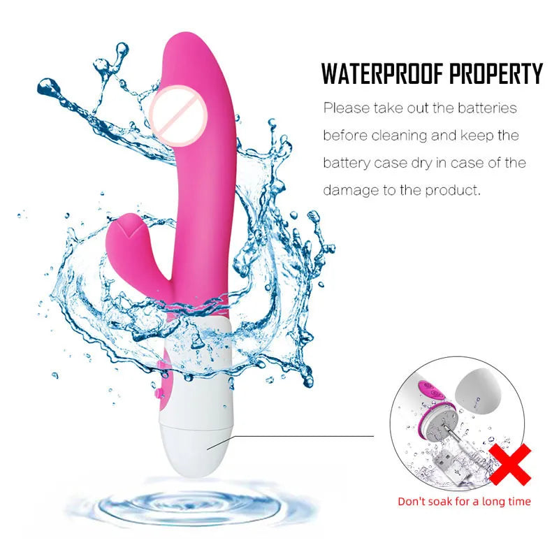 G Spot Dildo Rabbit Dual Vibrator til Kvinder Silikone Vandtæt