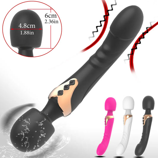Kraftig Dildo Vibrator, Dobbeltmotor, silikone, stor størrelse, G-Spot
