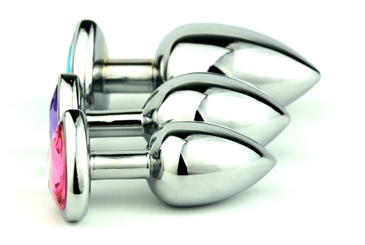 3 Størrelse Anal Plug Heart Rustfrit Stål Crystal Massager Dildo