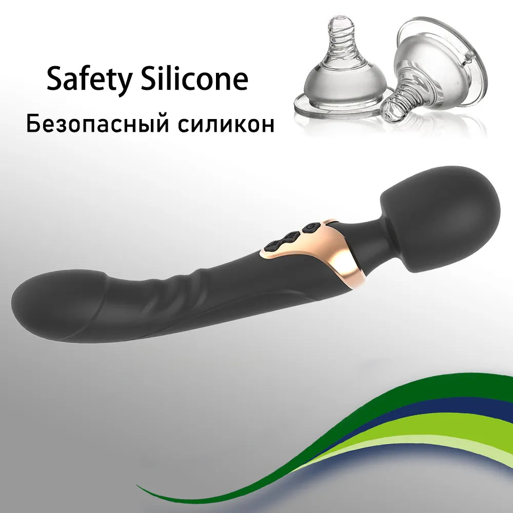 Kraftig Dildo Vibrator, Dobbeltmotor, silikone, stor størrelse, G-Spot
