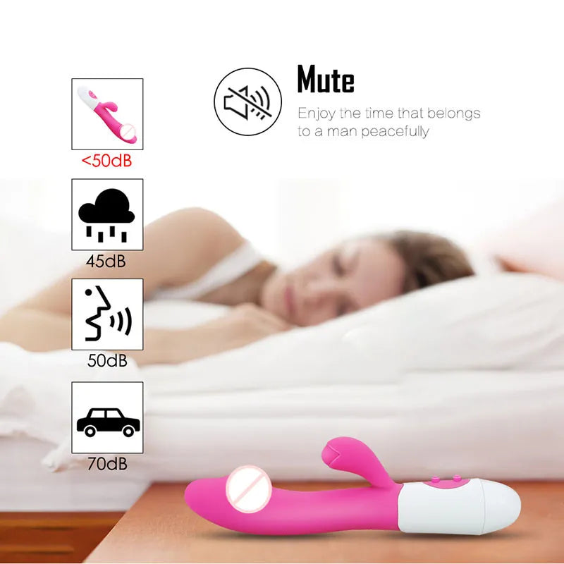 G Spot Dildo Rabbit Dual Vibrator til Kvinder Silikone Vandtæt
