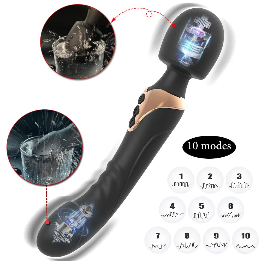 Kraftig Dildo Vibrator, Dobbeltmotor, silikone, stor størrelse, G-Spot